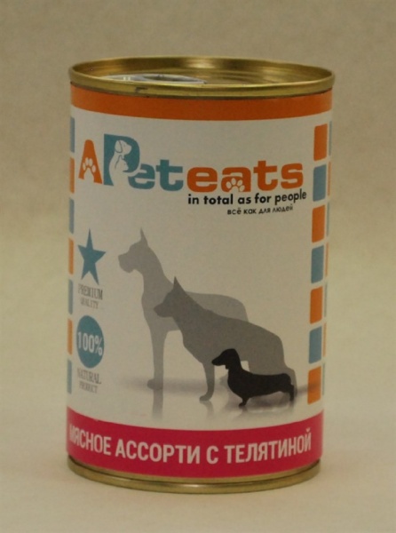 PetEats 400гр для собак мясное асссорти с телятиной