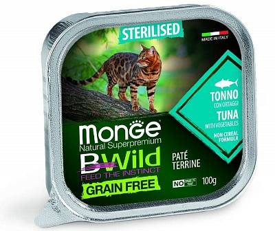 Monge BWild GF Adult Sterilised Cat лам. тунец с овощами