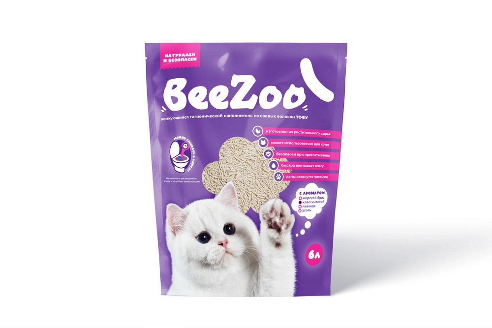 Наполнитель BeeZoo комкующийся тофу Классический