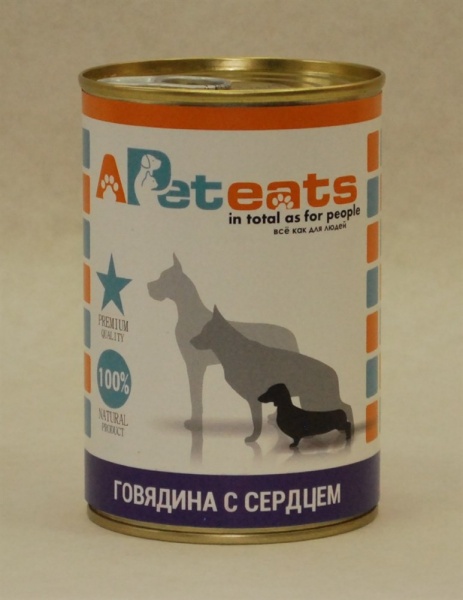 PetEats 400гр для собак  говядина с сердцем