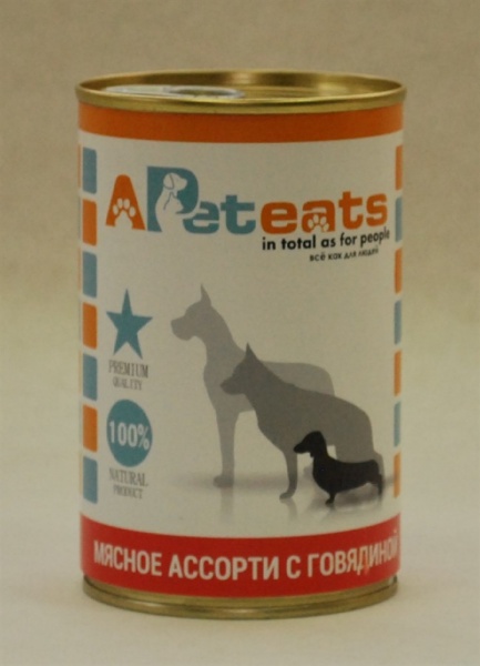 PetEats 400гр для собак мясное асссорти с говядиной