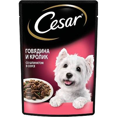 Cesar пауч говядина/кролик/шпинат соус