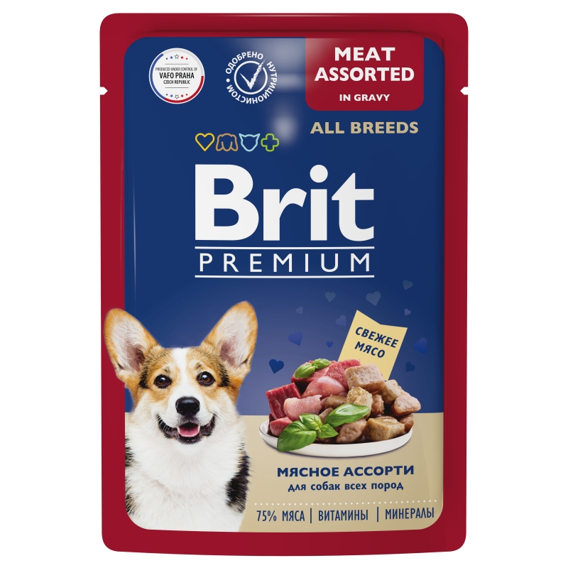 BRIT Premium пауч д/соб всех пород Мясное Ассорти соус