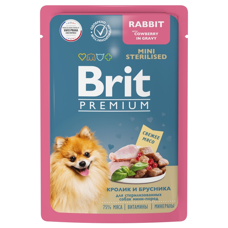 BRIT Premium пауч д/стерил собак мини пород Кролик/Брусника соус