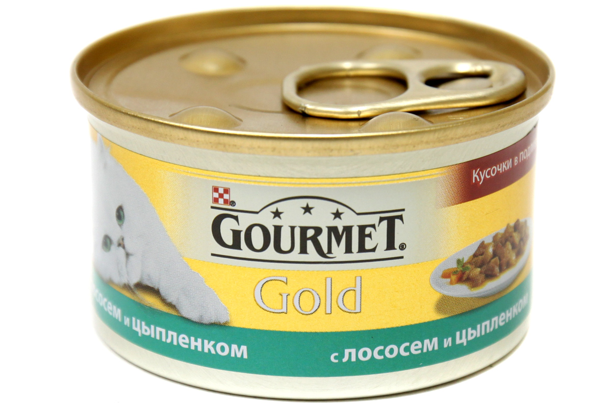 Gourmet Gold Кусочки в соусе Лосось/Цыпленок конс д/кош