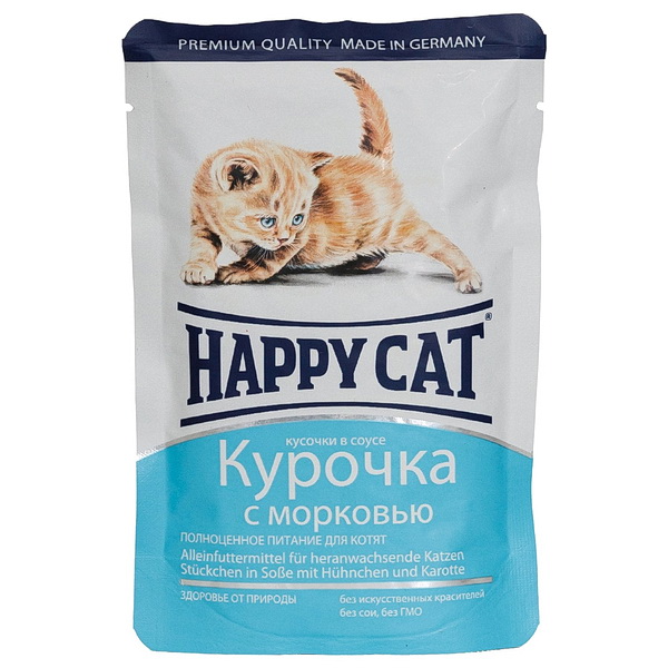 Happy Cat пауч д/котят курица/морковь соус 100 г GRM