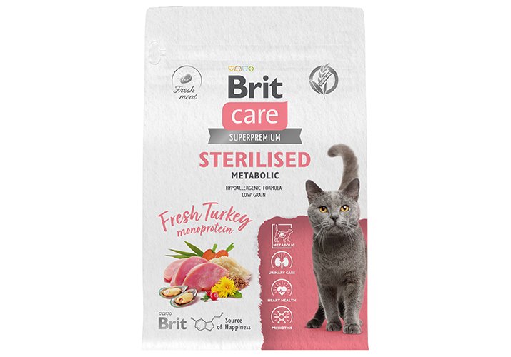 BRIT Care Monoprotein Metabolic сух. д/кош Sterilised с индейкой