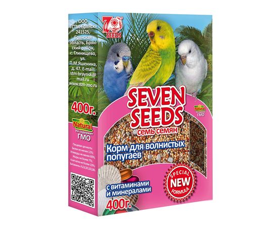Seven seeds корм для волнистых попугаев с витаминами и минералами 400 г