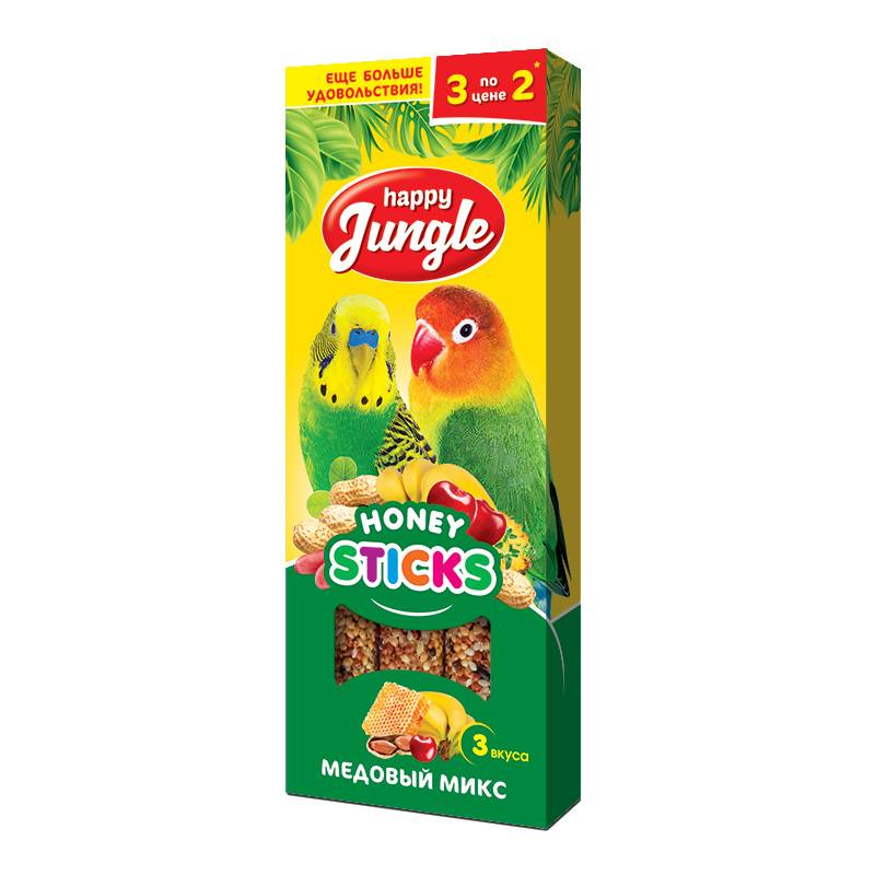Happy jungle Палочки для попугаев Медовый микс
