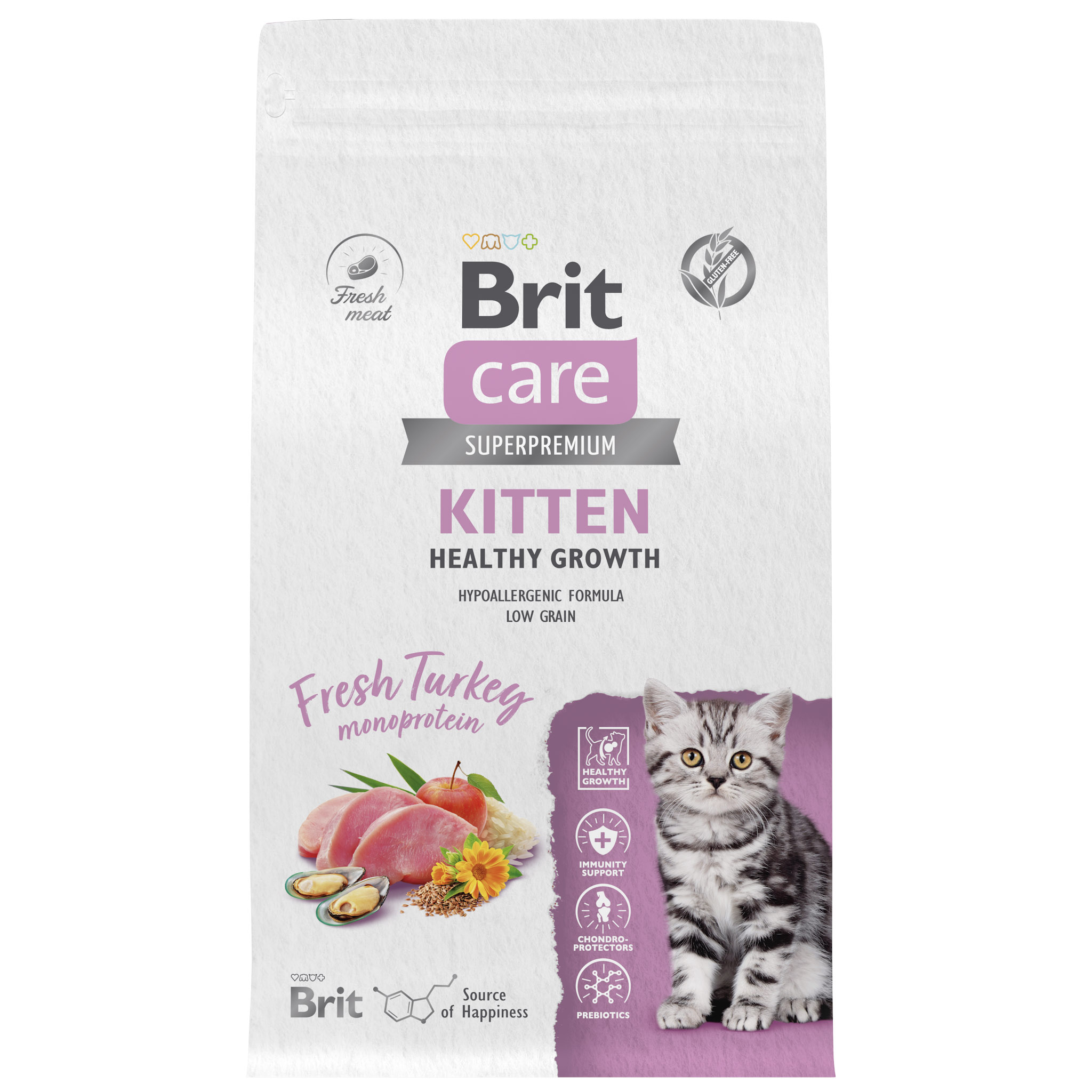 Brit care сух. д/кошек и котят Cat Kitten Healthy Growth с индейкой