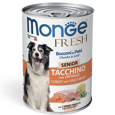 Monge Dog Fresh конс. д/пожилых мясной рулет из индейки с овощами