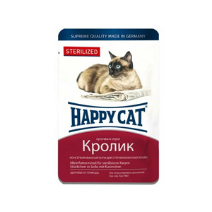 Happy Cat пауч д/кош. Sterilised Кролик в соусе