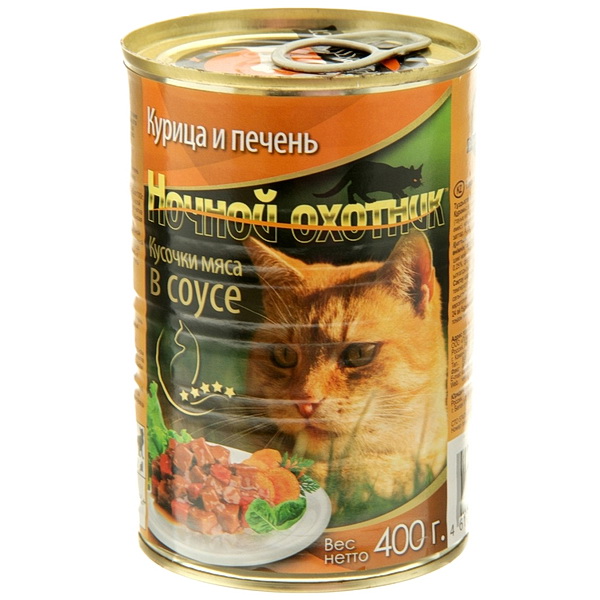 Ночной охотник конс 400гр с/кусоч  в соусе Курица/печень