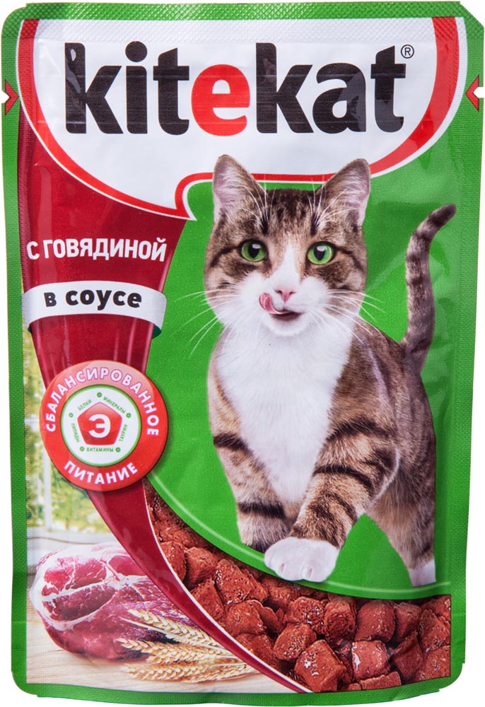 Kitekat влаж. говядина в соусе