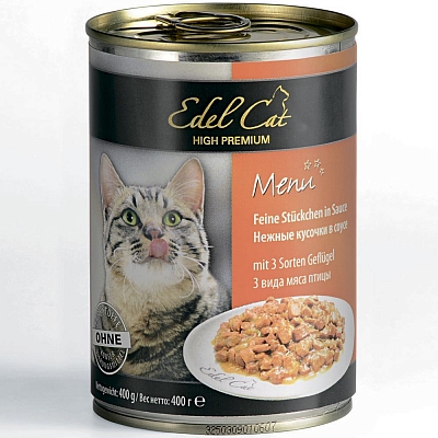 Edel Cat конс. д/кош 400г нежные кусочки 3 вида мяса