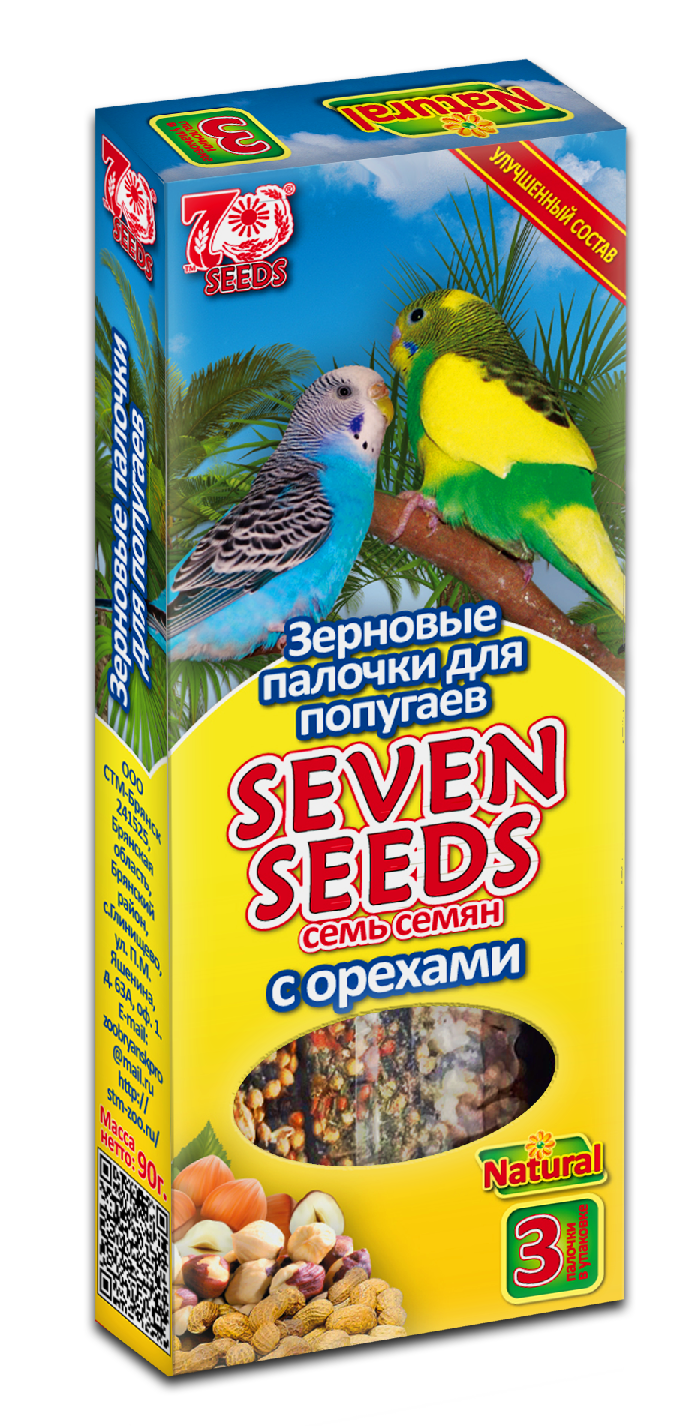 Seven seeds палочки для попугаев зерновые 3 шт с орехами