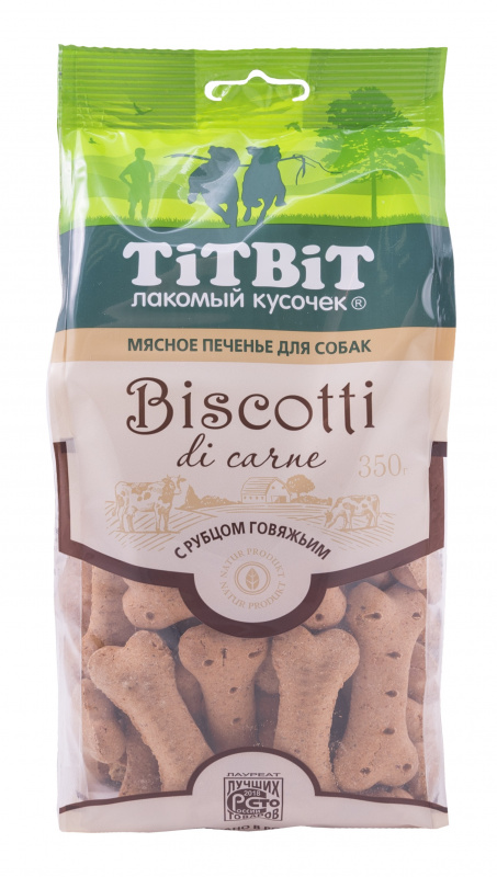 Печенье TitBit Biscotti с рубцом говяжьим д/соб 350 г
