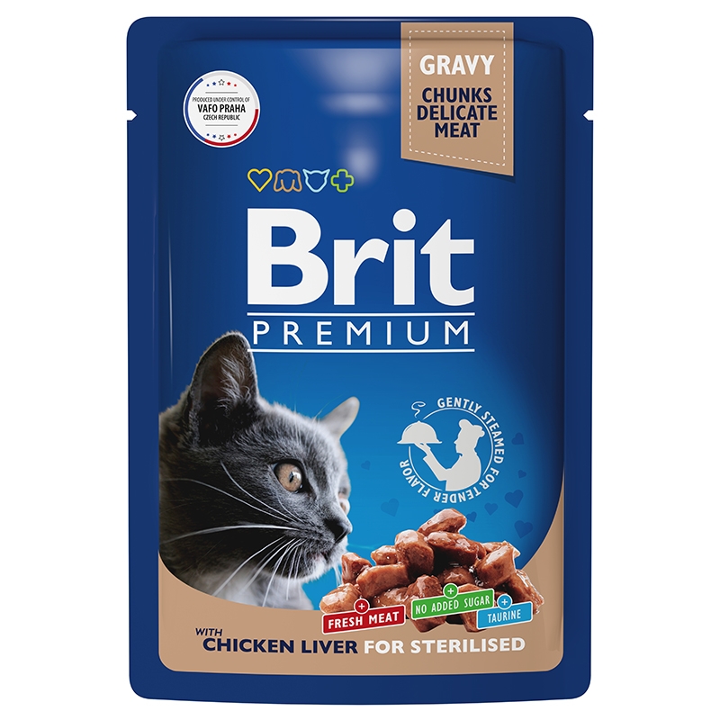 BRIT Premium влаж. д/стер.кош куриная печень соус