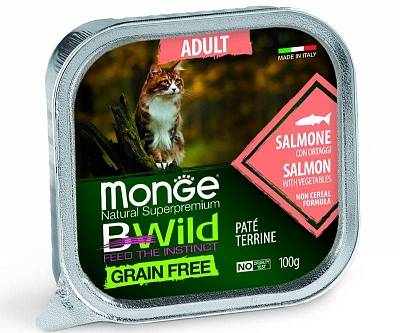 Monge BWild GF Adult Cat лам. лосось с овощами